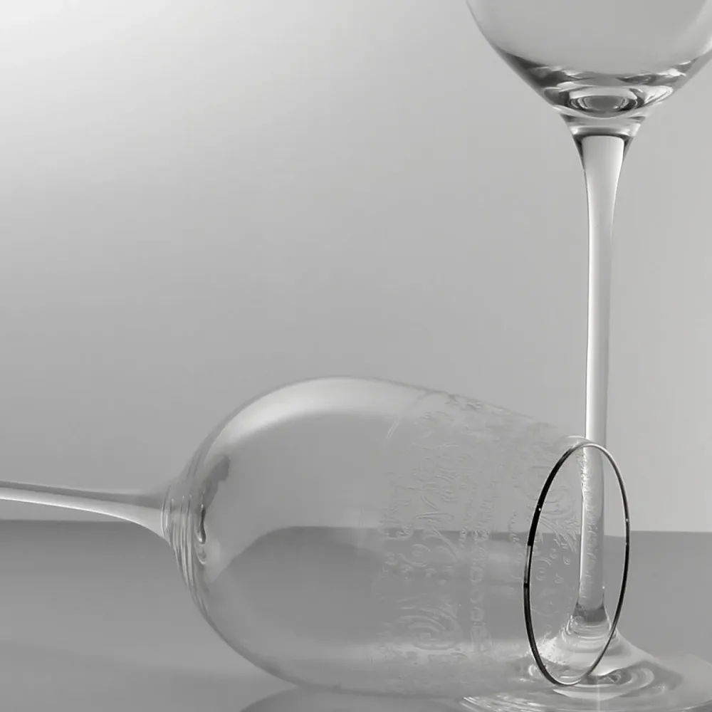 Calici vino bianco da degustazione incisi con bordo filo platino - Montecarlo