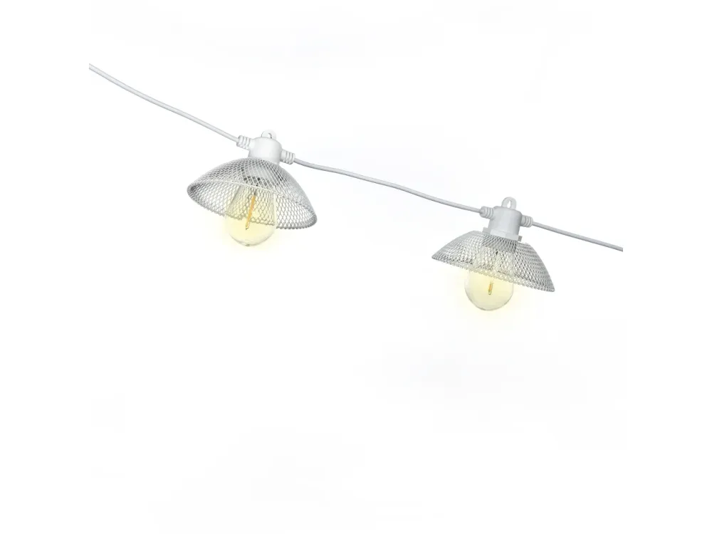 Catena di 10 lampadine led bianco naturale, filo bianco 7,5 m - Mercury