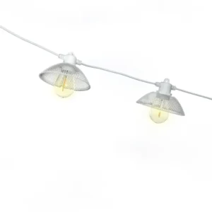 Catena di 10 lampadine led ad energia solare bianco naturale, filo bianco 7,5 m - Mercury