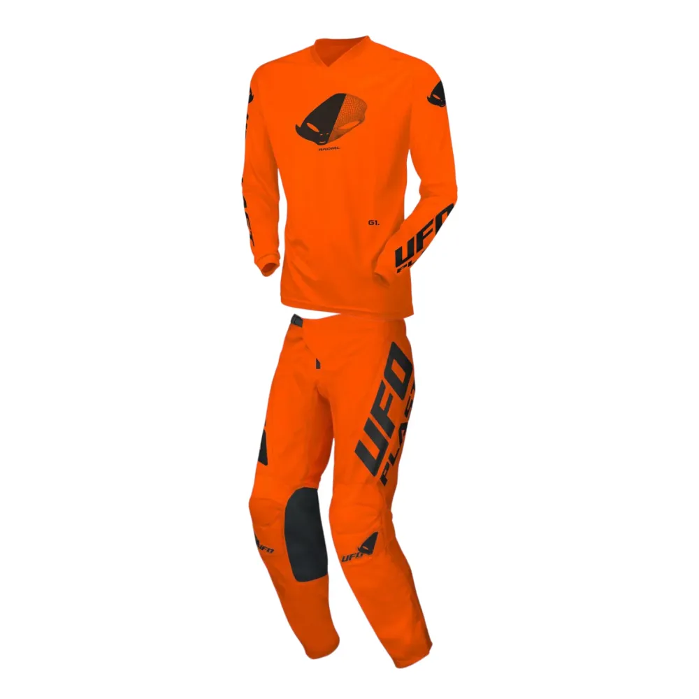 Completo Motocross Bimbo UFO PLAST RADIAL Arancione Fluo (Magl. XXXS Pant. 30)