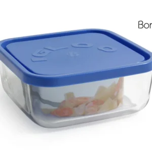 CONTENITORE VETRO C/COP BLU QUADRO 15CM