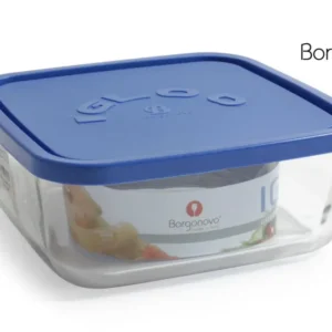 CONTENITORE VETRO C/COP BLU QUADRO 18CM