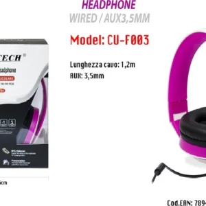 Cuffie Con Filo Attacco 3,5 Mm Pc Computer Mac Notebook Mp3 Portatili Maxtech Cu-f003