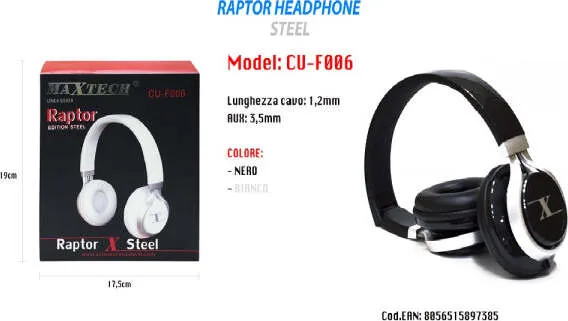 Cuffie Con Filo Microfono 3,5 Mm Pc Computer Mac Notebook Mp3 Portatili Maxtech Cu-f006