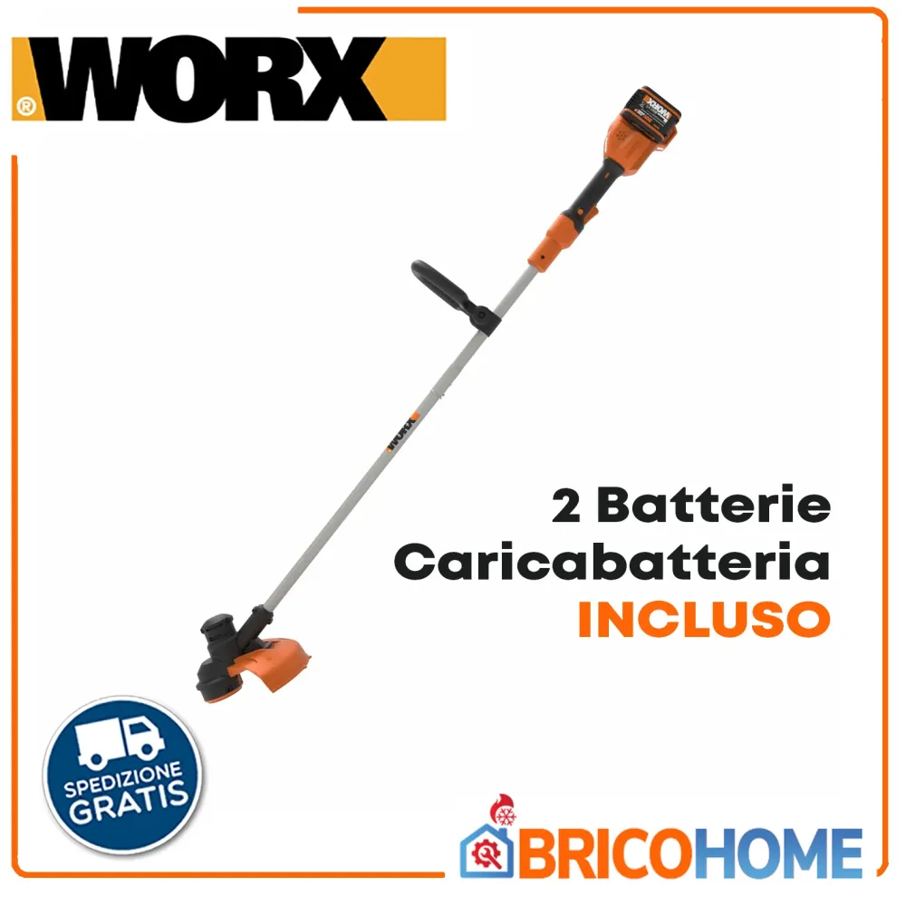 Decespugliatore batteria 40V con 2 batterie incluse ( 20V 2Ah ) e caricabatteria Worx WG183E Focoso on Sale Kit Completo d...