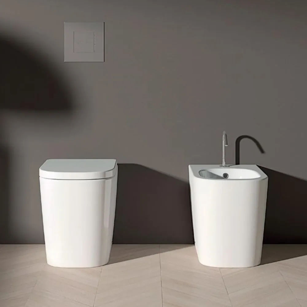 DOMUSFALERII QUADRA BIDET BIANCO 36x52 FILO MURO sanitari terra