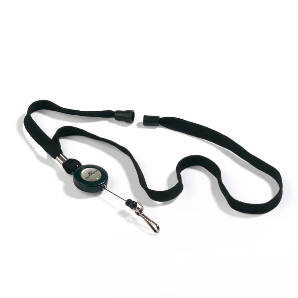 DURABLE - 8223-01 - Cordoncino per portabadge - con chiocciola Yo Yo - larghezza 10 mm - filo retrattile da 80 cm - nero -...