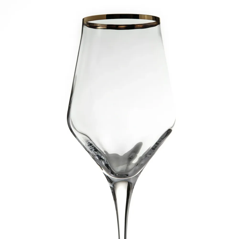 Feeling Set 18 Pezzi Vino Acqua & Flute Julia Ottico Filo oro Vetro Cristallino