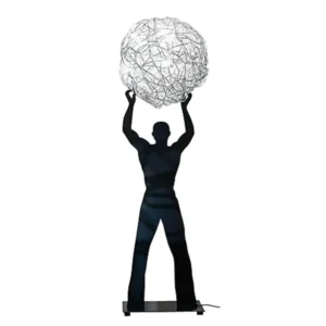Fil de Fer Uomo della Luce S lampada da tavolo sfera filo d'alluminio naturale