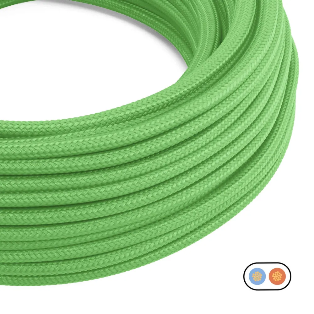 Filo elettrico piatto ricoperto tessuto lucido Verde Lime - PM18