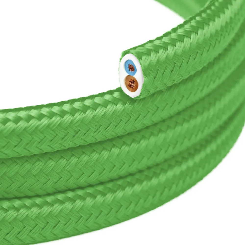 Filo elettrico piatto ricoperto tessuto lucido Verde Lime - PM18