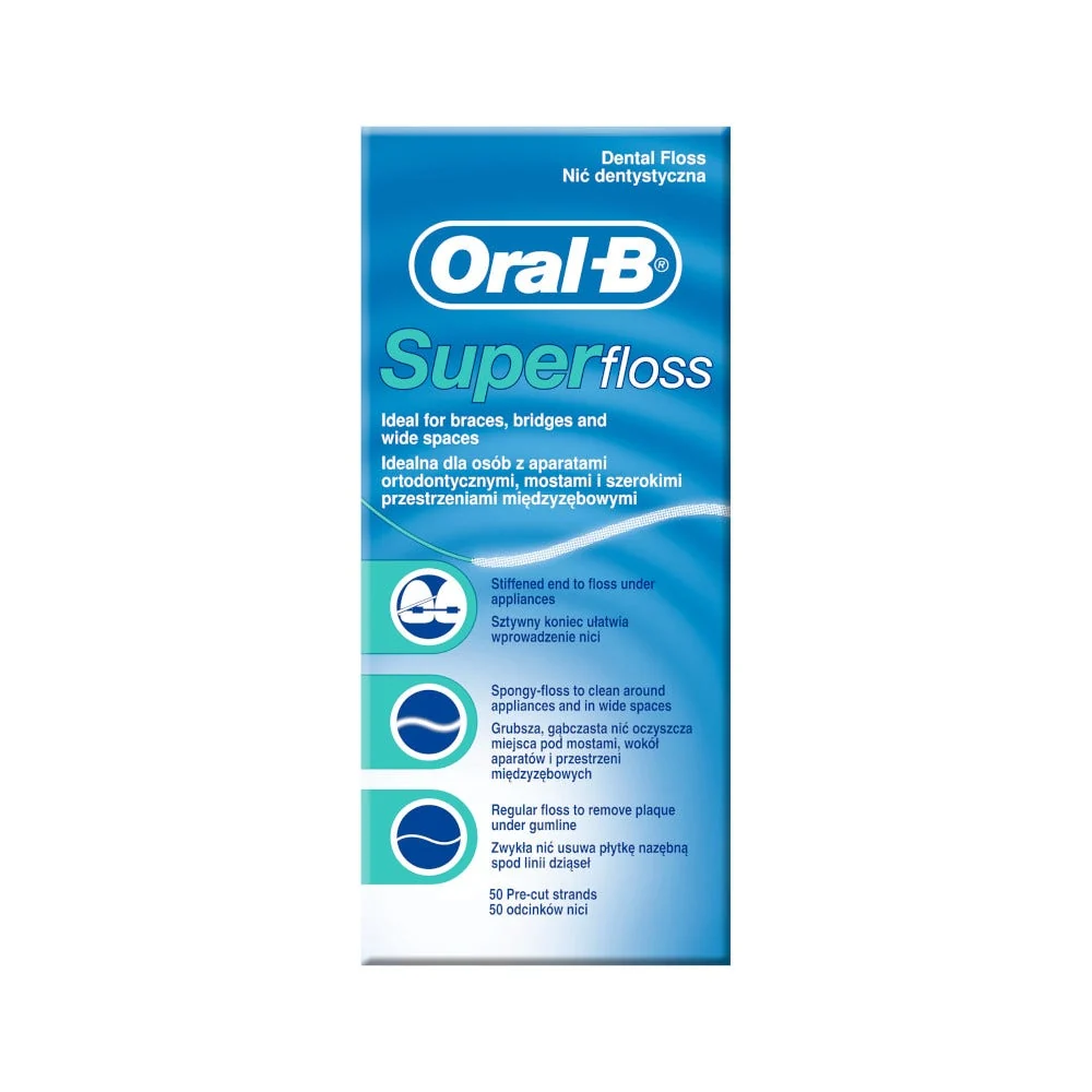 Filo Interdentale Oral-B Superfloss 50 Fili Pre-Tagliati