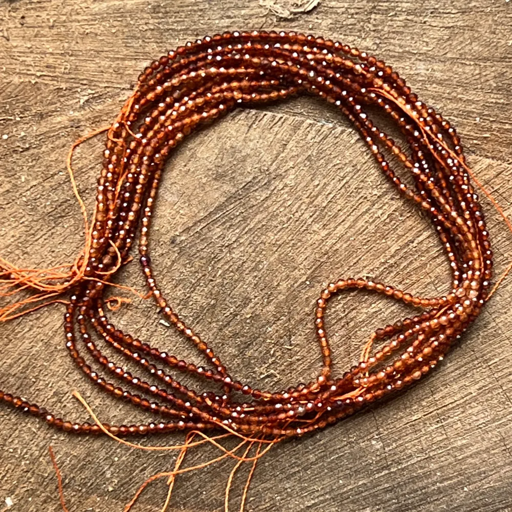 Filo di perle pietre semipreziose sfere sfaccettate GRANATO ARANCIONE SCURO