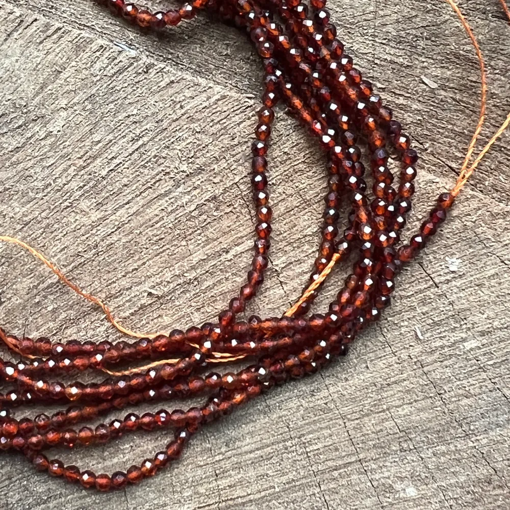 Filo di perle pietre semipreziose sfere sfaccettate GRANATO ARANCIONE SCURO