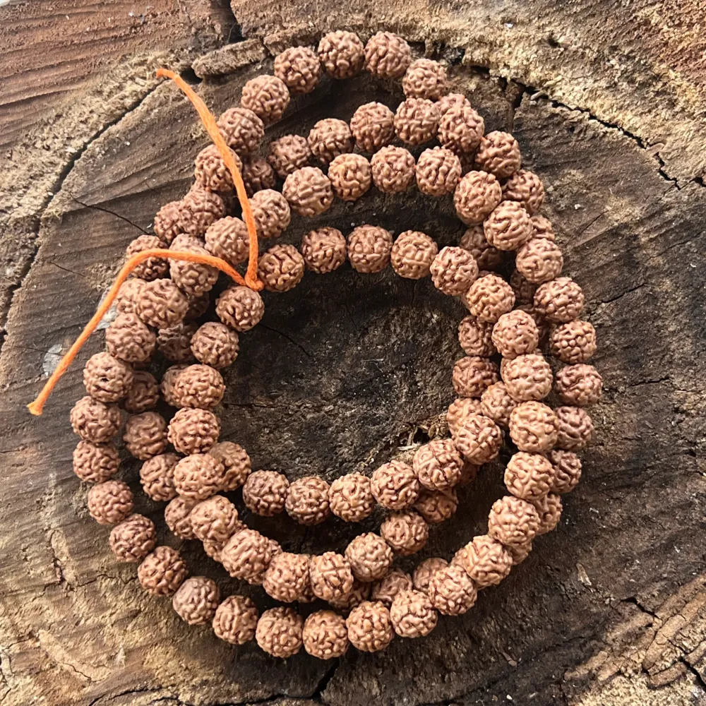 Filo perline pietre semipreziose sfere RUDRAKSHA 80 cm