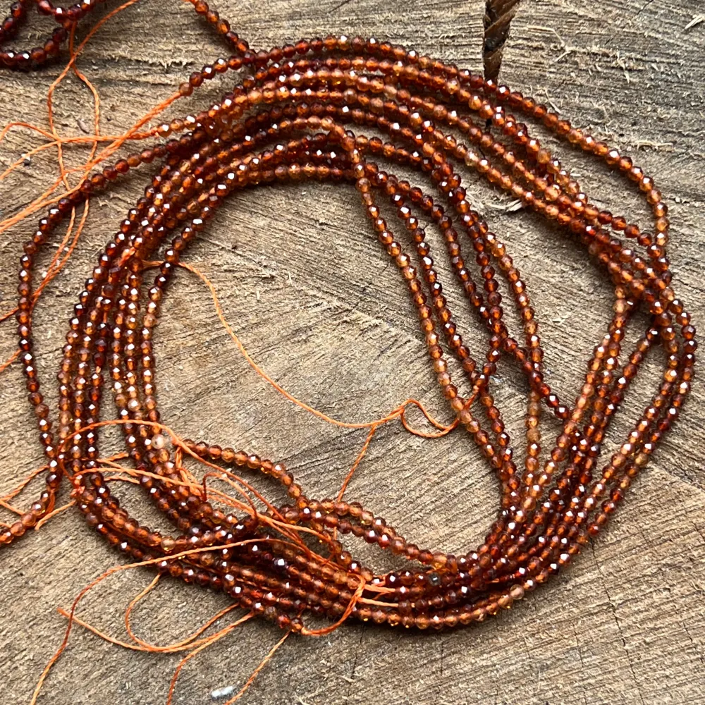 Filo di perline pietre semipreziose sfere sfaccettate GRANATO ARANCIO