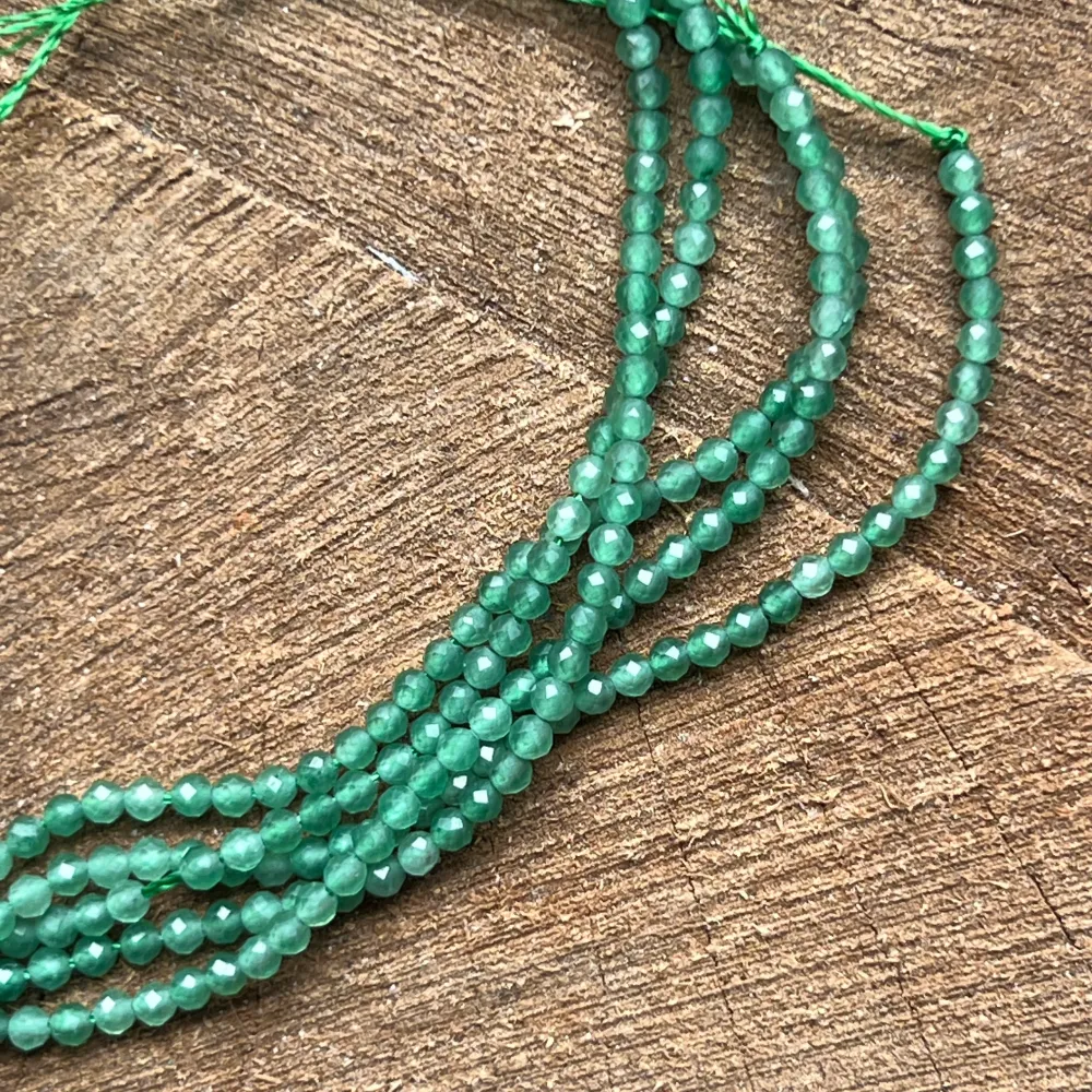 Filo di perline pietre semipreziose sfere sfaccettate AVVENTURINA VERDE SCURO