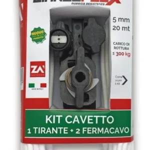 Filo stedibiancheria Kit 20 mt. con morsetti e tirante senza anima acciaio per Manutenzione Prato