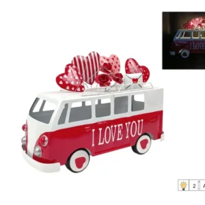 Furgone metallo i love you con filo 25 luci batteria