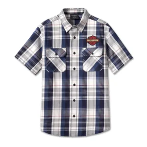 Harley davidson Camicia plaid Bar & Shield da uomo - Plaid tinto filo - Peacot ref. 96617-23VM