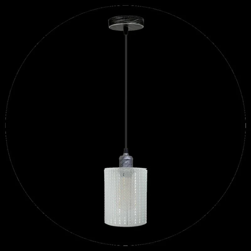 Lampada sospensione bianca, filo, gabbia, lampada tamburo, E27~1869