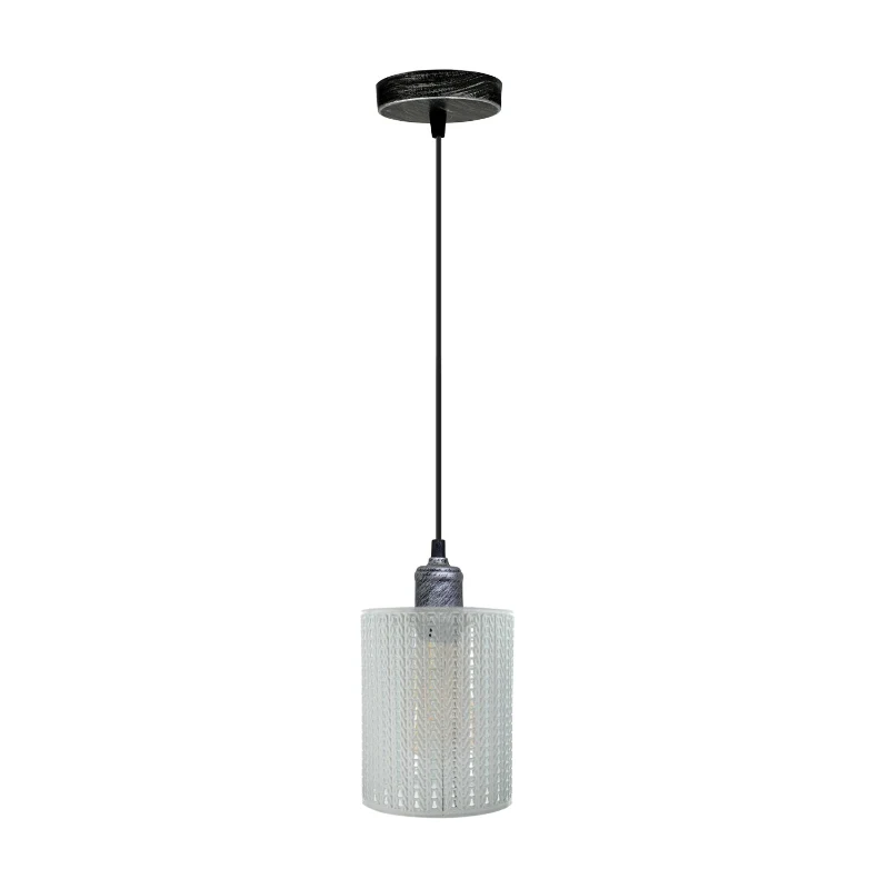 Lampada sospensione bianca, filo, gabbia, lampada tamburo, E27~1869