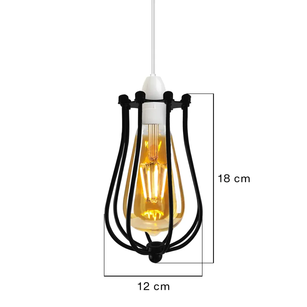 Lampada sospensione moderna filo nero creativa per la casa ~ 2676