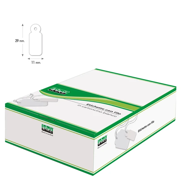 LEBEZ - A385 - Etichette con filo A385 - 11 x 29 mm - bianco - Lebez - conf. 1000 pezzi - 26663 - Conf. da 1 Pz.