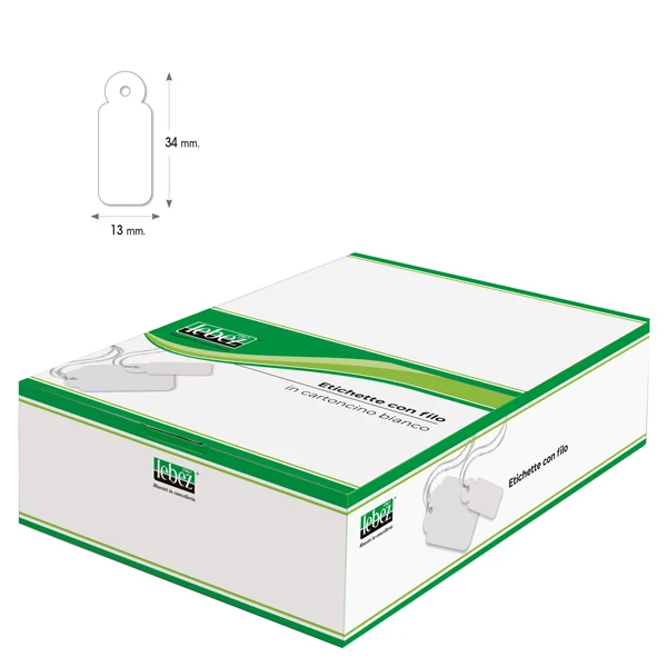LEBEZ - A386 - Etichette con filo A386 - 13 x 34 mm - bianco - Lebez - conf. 1000 pezzi - 26665 - Conf. da 1 Pz.