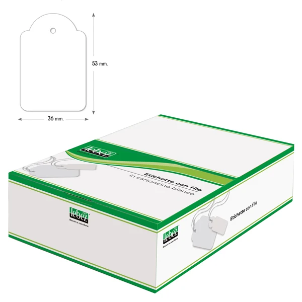 LEBEZ - A392 - Etichette con filo A392 - 36 x 53 mm - bianco - Lebez - conf. 500 pezzi - 35226 - Conf. da 1 Pz.