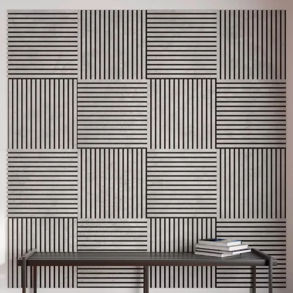 Listelli acustici MDF Grigio Chicago mis. 60 cm x 60 cm modello QUADRO FLESSIBILE