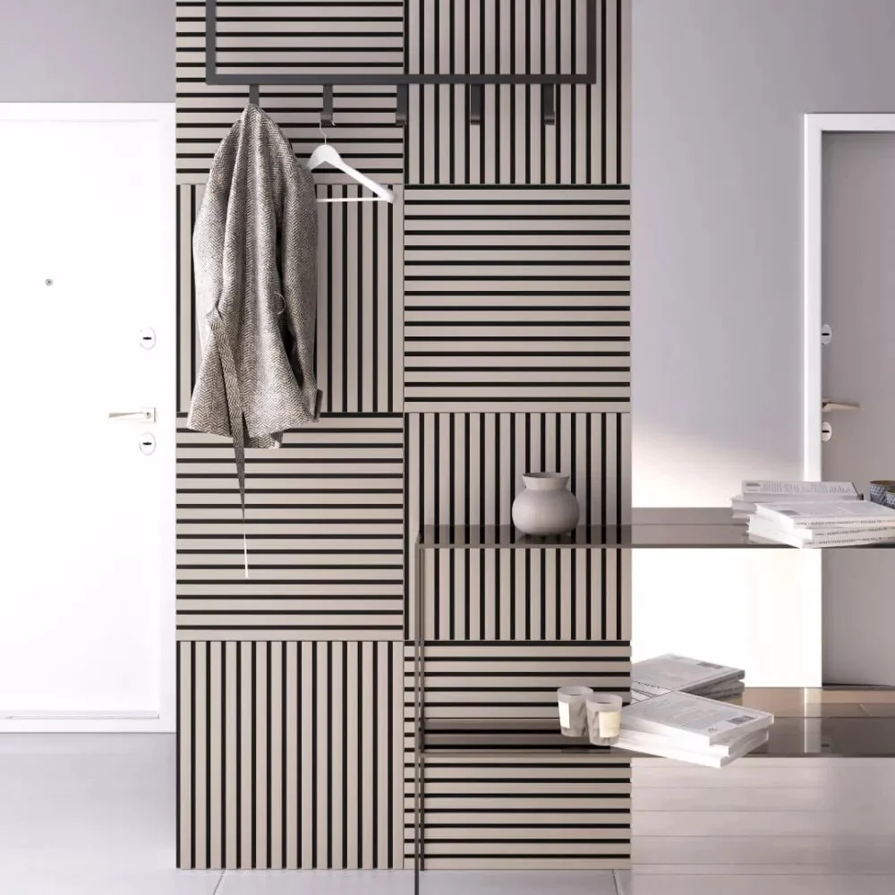 Listelli acustici MDF Tortora mis. 60 cm x 60 cm modello QUADRO FLESSIBILE