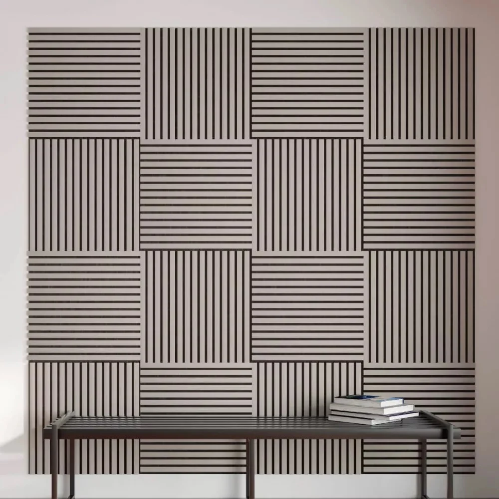Listelli acustici MDF Tortora mis. 60 cm x 60 cm modello QUADRO FLESSIBILE