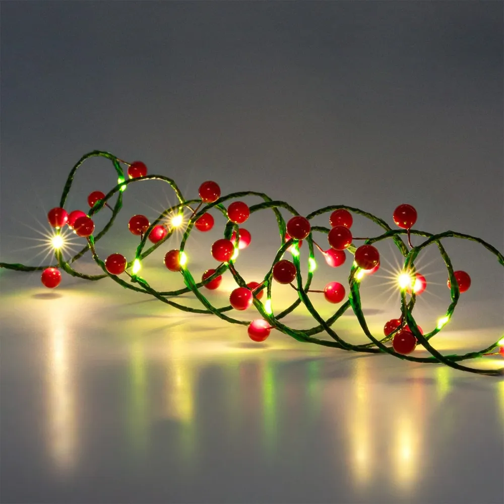 Luci filo con bacche rosse - 220 cm
