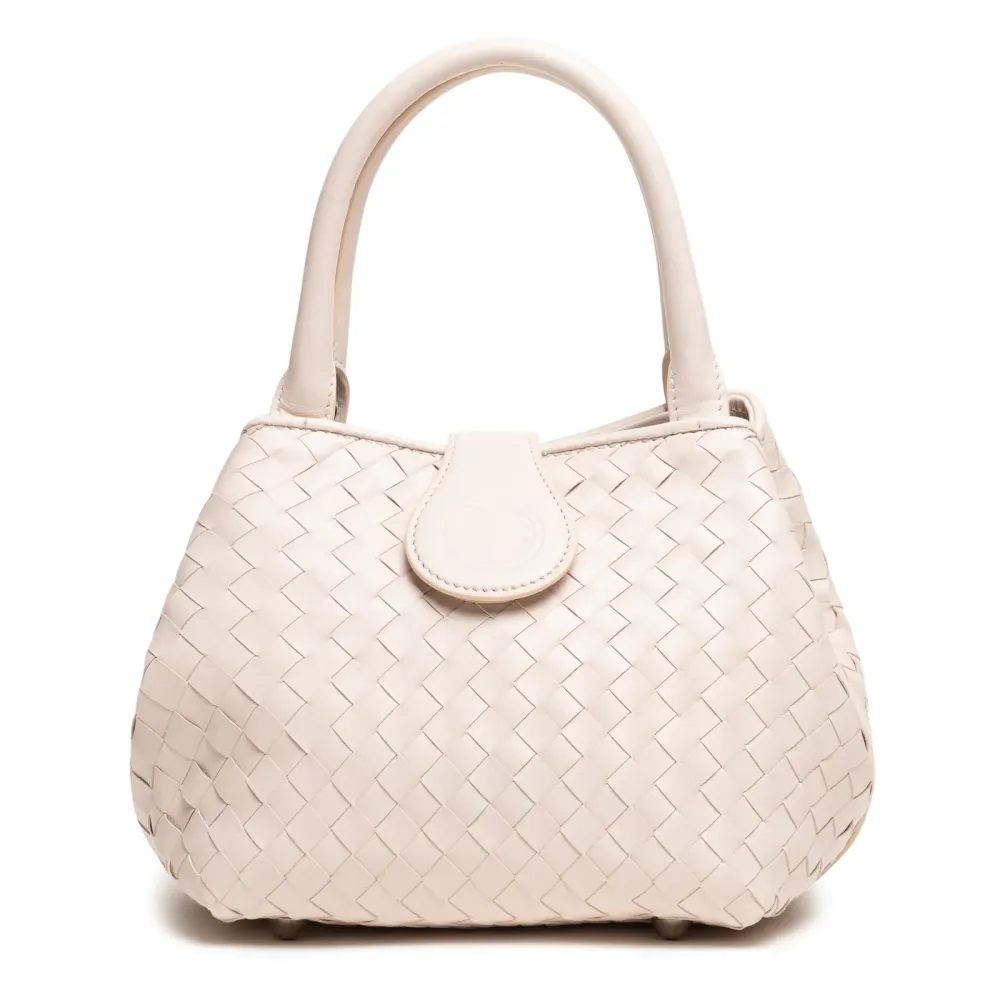 Lucia Top Handle Bag Intreccio Quadro Beige