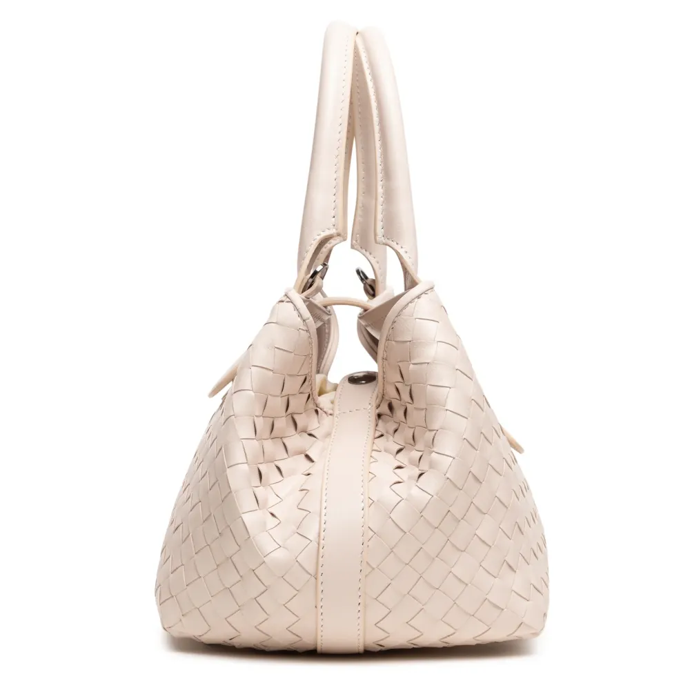 Lucia Top Handle Bag Intreccio Quadro Beige