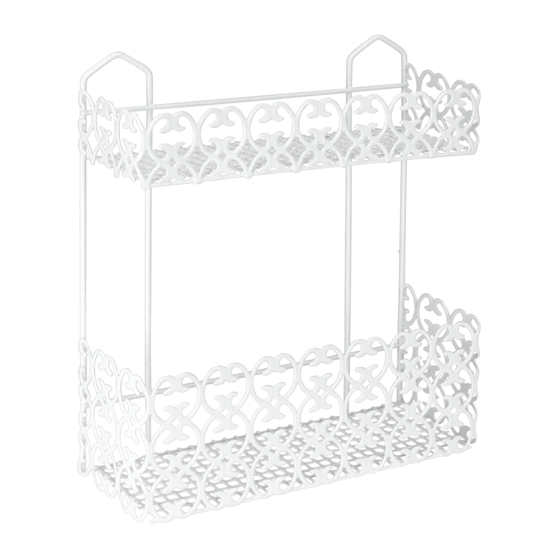 Metaltex Florenz Mensola Rettangolare 2 Piani | 30x10x36cm Bianco | Lamiera & Filo con Rivestimento LDPE | Salvaspazio Cuc...