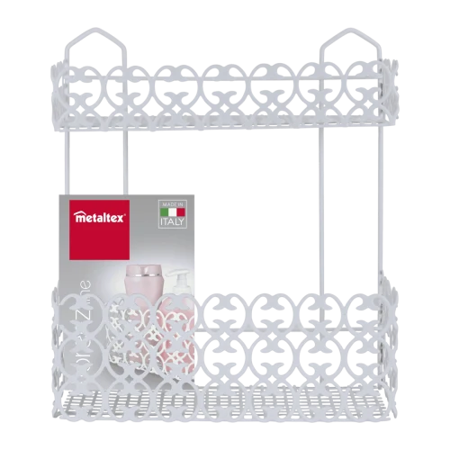Metaltex Florenz Mensola Rettangolare 2 Piani | 30x10x36cm Bianco | Lamiera & Filo con Rivestimento LDPE | Salvaspazio Cuc...