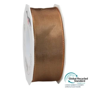 Nastro lyon di seta 4cmx25mt con bordo filo metallico macchiato