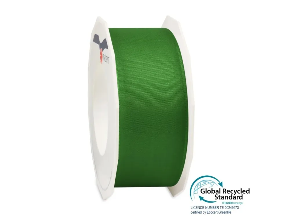 Nastro lyon di seta 4cmx25mt con bordo filo verde sempreverde