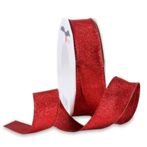Nastro sacramento 2,5cmx20mt rosso con bordo filo metallico