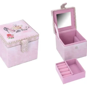Portagioie ecopelle rosa quadro cm10x10, 5h9,5