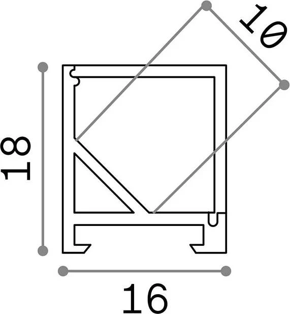 Profilo Ang Quadro Slot Alluminio-Materie Plastiche Cromo 200Cm D16X18