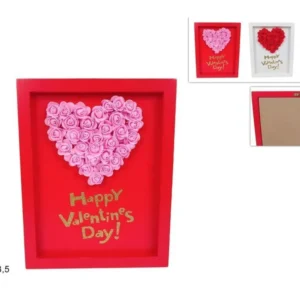 Quadro 23,5x30 con cuore di rose