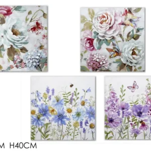 Quadro 40x40cm con decoro floreale - disponibile 4 diversi decori