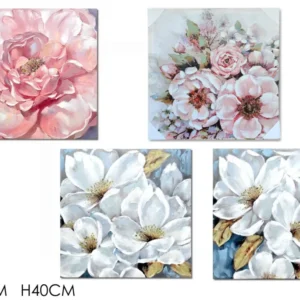 Quadro 40x40cm con decoro floreale - disponibile 4 diversi decori