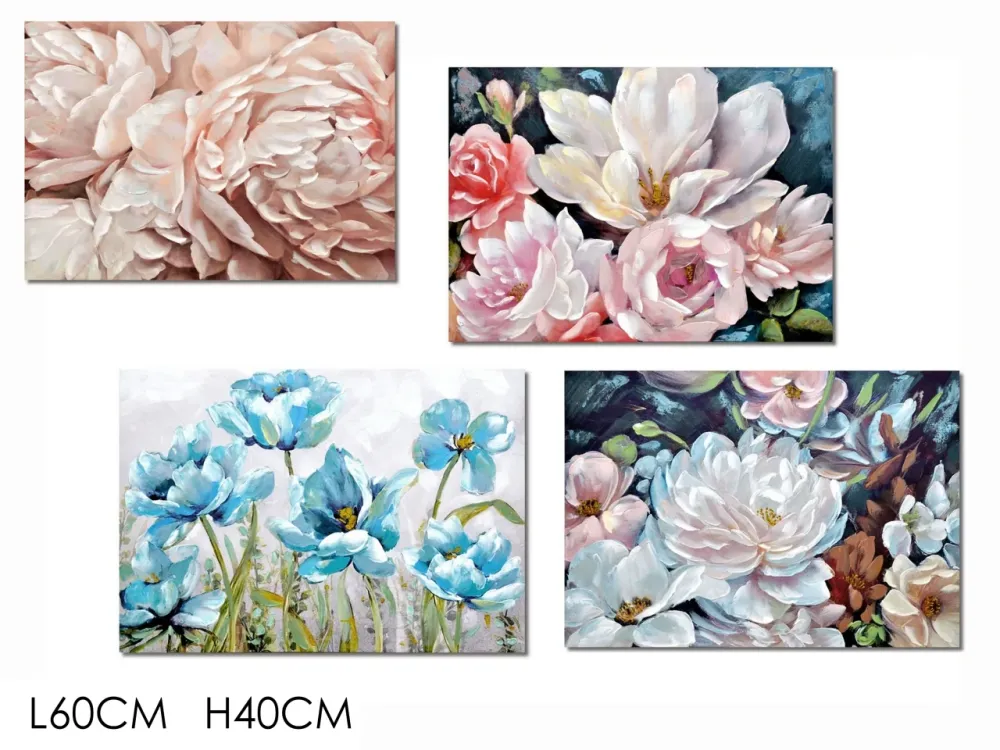 Quadro 60x40cm con decoro floreale - disponibile 4 diversi decori