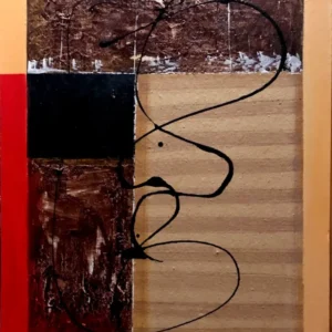 Quadro astratto dorato e rosso