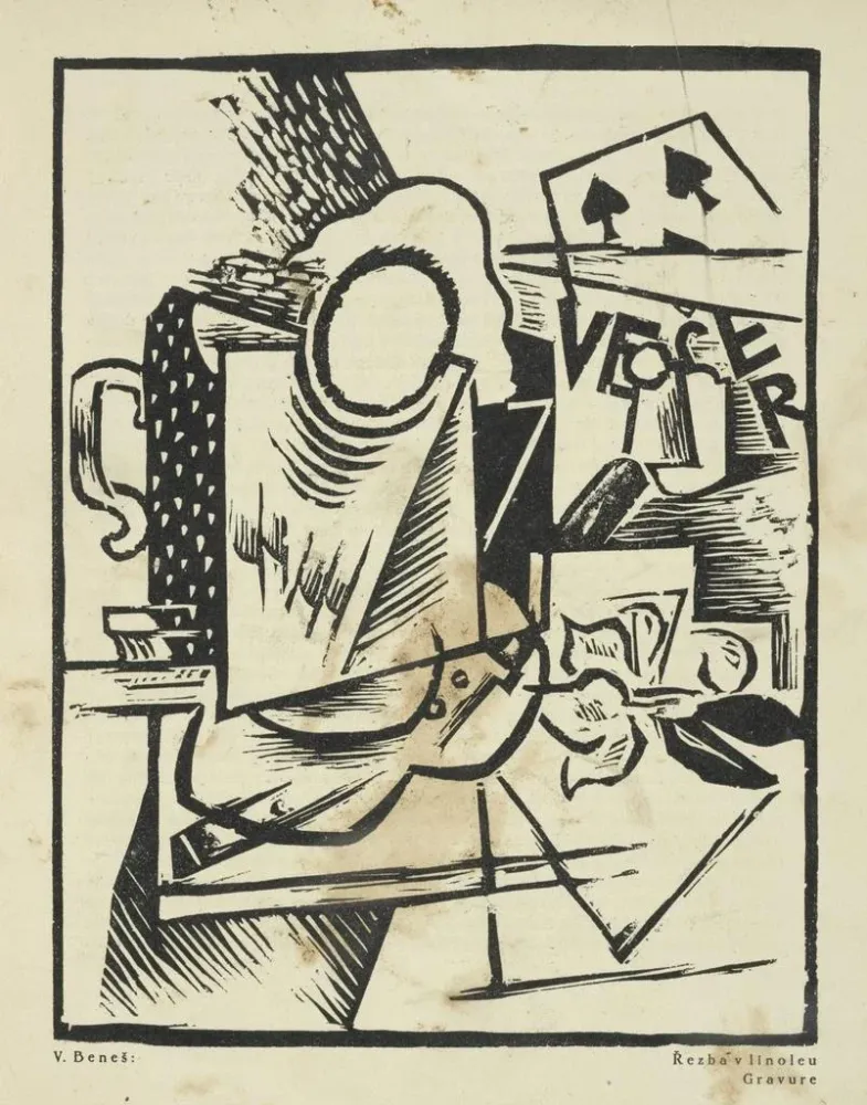 Quadro V. Bene, ezba linoleum, incisione - Vincenc Bene