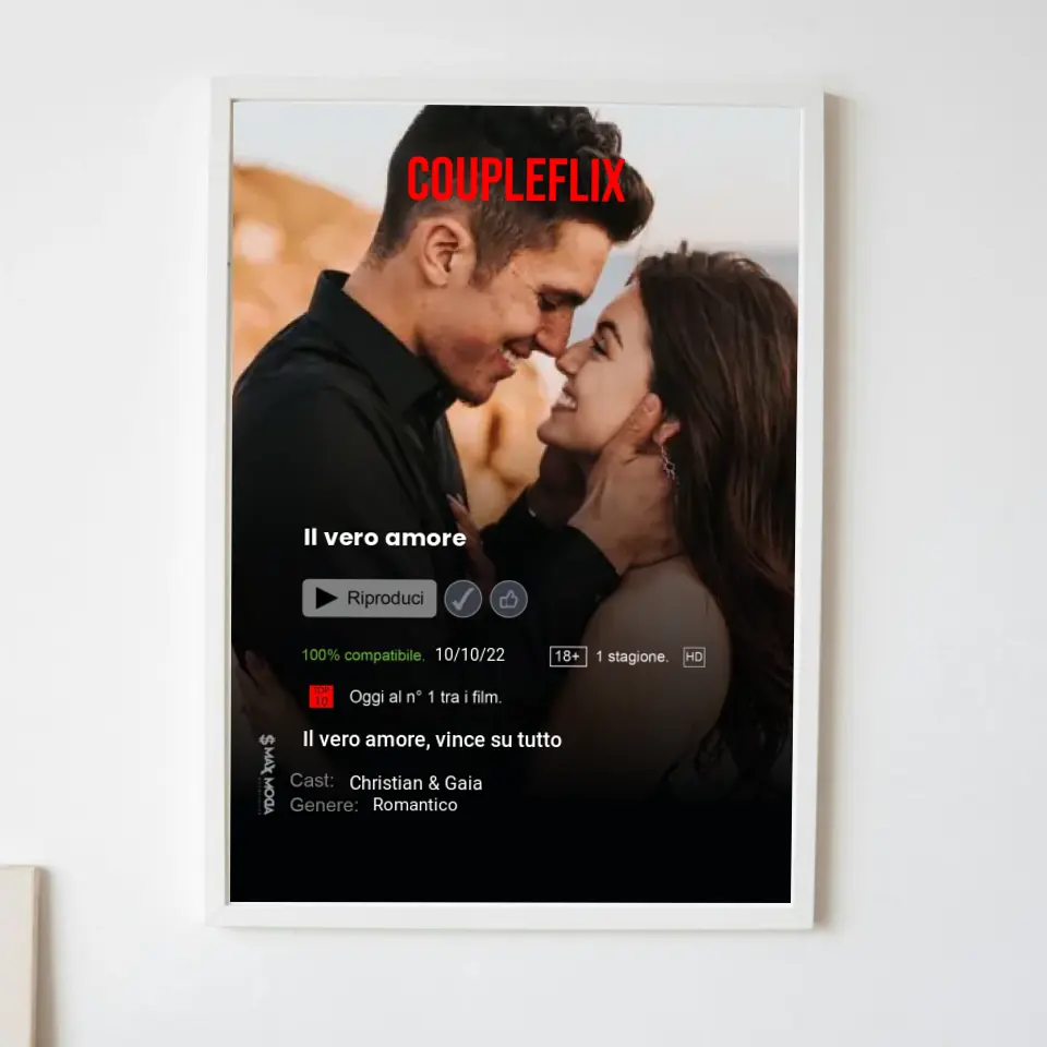 Quadro bianco 30x40 Netflix personalizzabile